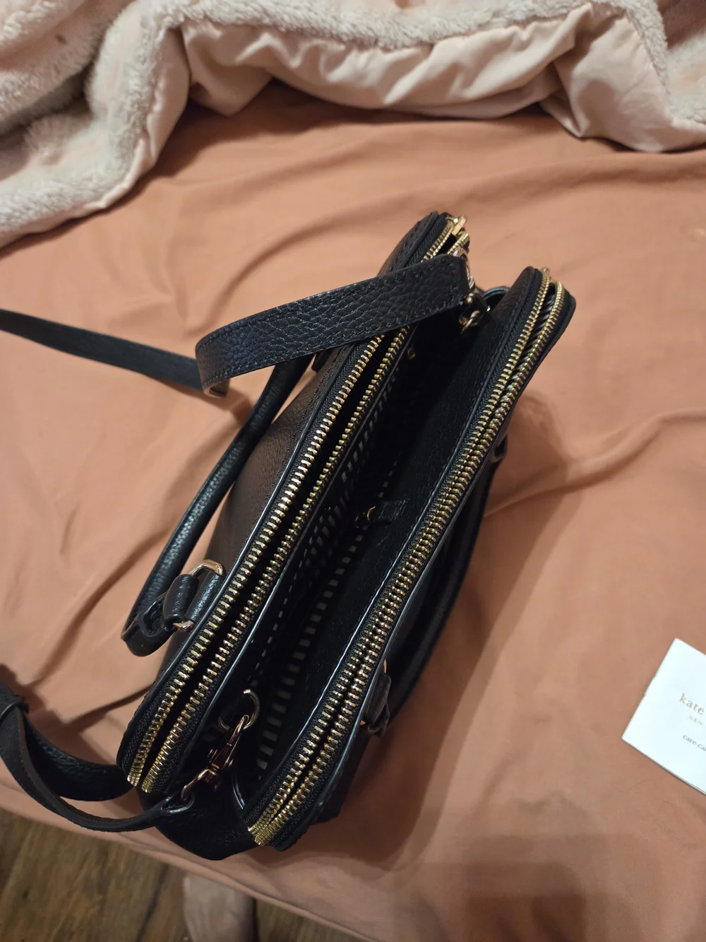 kate spade Black Pebbled Leather Satchel with Gold Hardware
